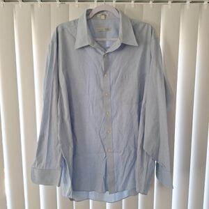 Geoffrey Beene Blue Check Button Front Dress Shirt